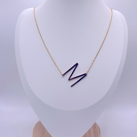 18k Gold Plated Initial Letter “M” Pendant Necklace - Picture 4 of 5